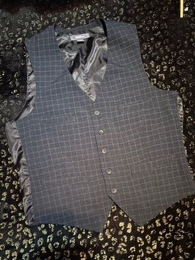 Heritage 1981 4 Pocket Charcoal Gray Windowpane Vest Formal Wedding Business